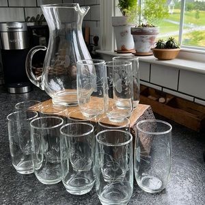 Princess House Crystal Pitcher with 12 glasses
